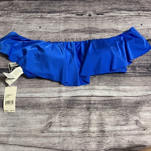 NWT MONACO SOLIDS OFF THE SHOULDER RUFFLE BANDEAU TOP - Picture 9 of 10